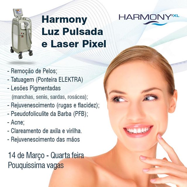 Sessão especial de Harmony Luz Pulsada e Laser Pixel 14/03, (quarta feira) #harmony #harmonyxl #laserpixel #clareamento #rejuvenescimento