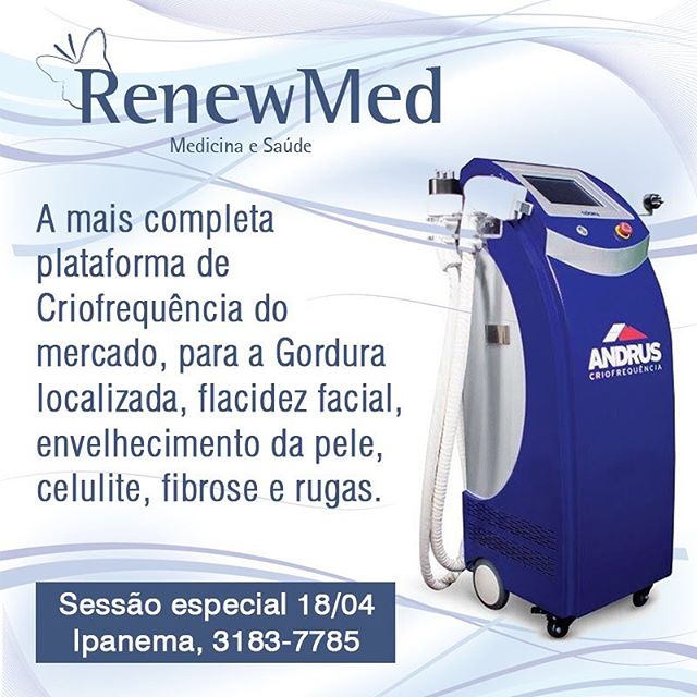 Sessão especial nesta quarta-feira 18/04, pouquíssimos horários disponíveis na Renewmed em Ipanema. Marque seu tratamento. 3183-7785