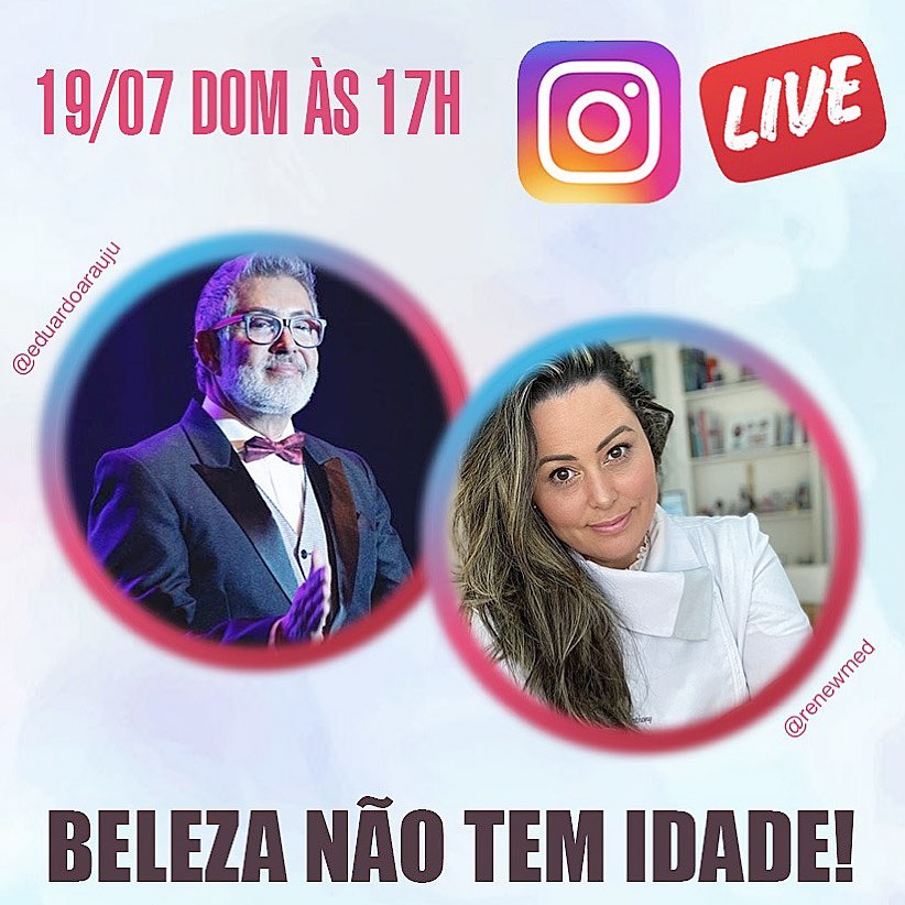 Gostaria de convidar vocês para uma Live com o querido @eduardoarauju , criador do miss maturidade, senhoras do calendário e tantos outros lindos projetos de inclusão. Eduardo é pioneiro no Brasil em cursos de modelo e desfiles para as senhoras da terceira idade. É um trabalho lindo e eu sou muito fã!Nesse bate papo vamos falar sobre cuidados, saúde, beleza e procedimentos ideais para senhoras e para todos que querem manter-se bem ao longo de toda a vida!É amanhã, domingo às 17 horas!! Marquem as amigas, mães, tias... Vejo vocês! Beijo